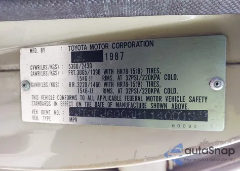 1987 Toyota Land Cruiser Fj60 z USA, uszkodzony, nr VIN JT3FJ60G3H1140013